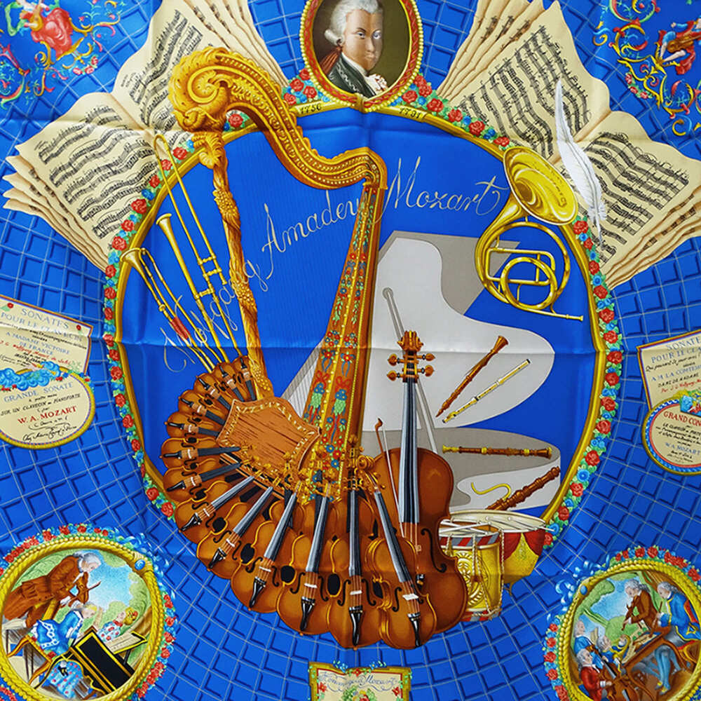 HERMES Blue Silk Scarf - Picture 2 of 7